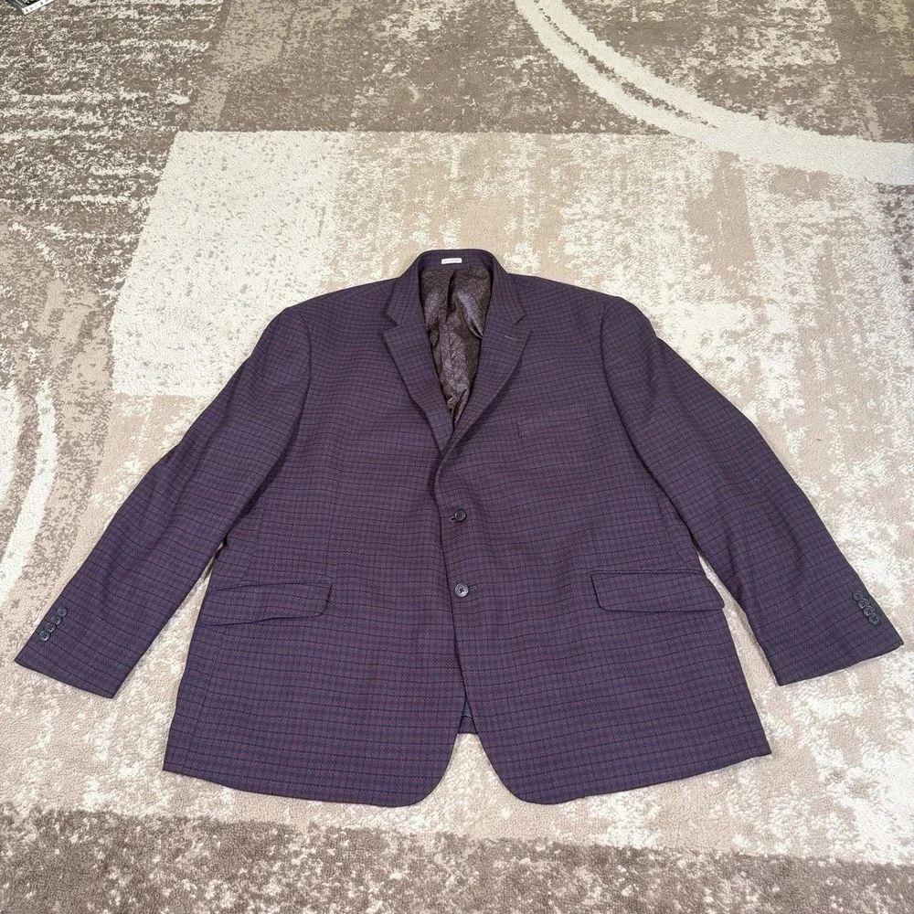 Joseph Abboud Blazer Mens 54R Check 2 Button Sports Coat Jacket Old Money